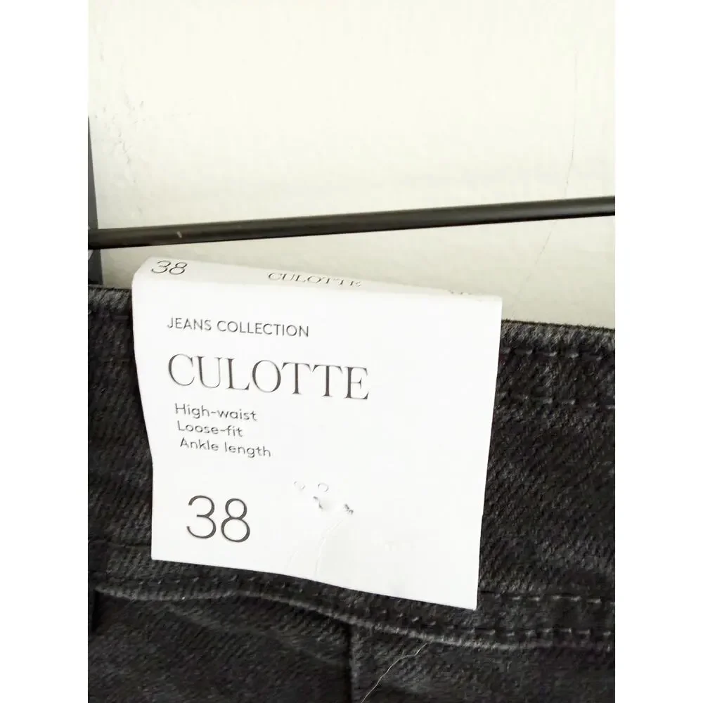 Mango NWT high Rise Black Wash Culotte Jean Catherin US 6 - Picture 5 of 5